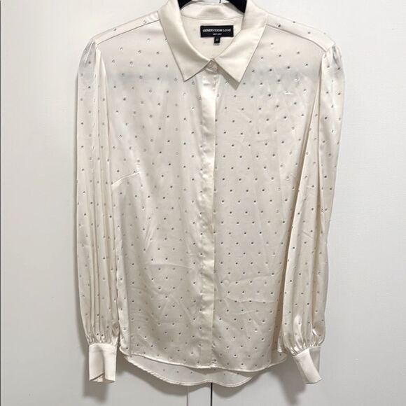 NWOT Generation Love Off White Crystal Long Sleeve Blouse. Size XS. - Picture 1 of 8